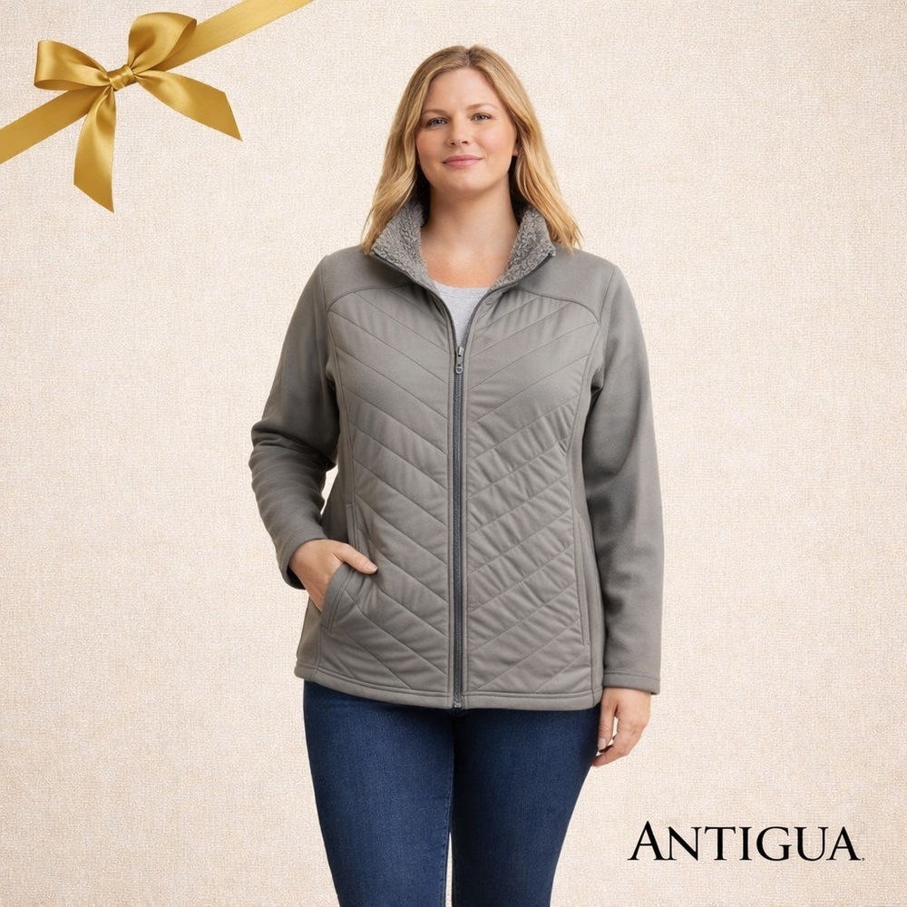 Antigua Altitude Steel Fuzzy Lined Long Sleeve M NWT